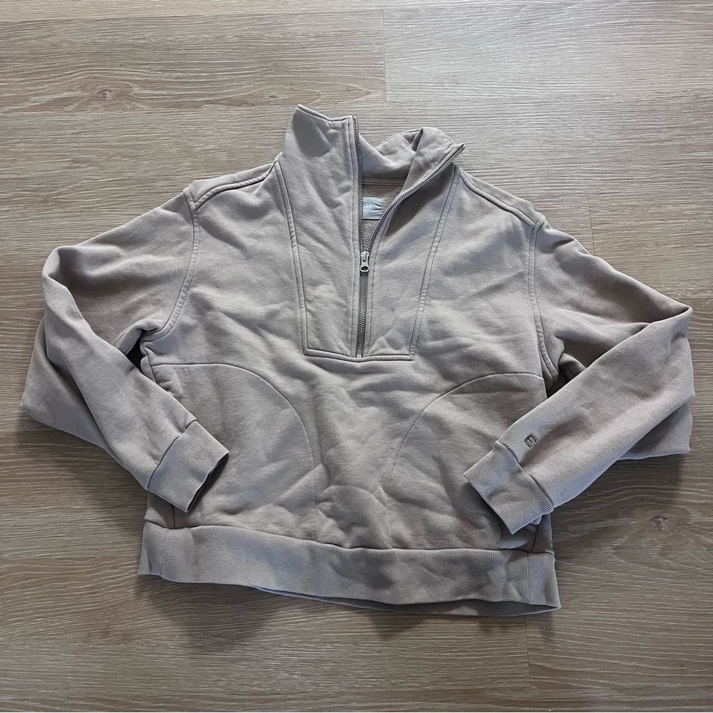Ever lane Organic Cotton Tan Quarter-Zip Pullover